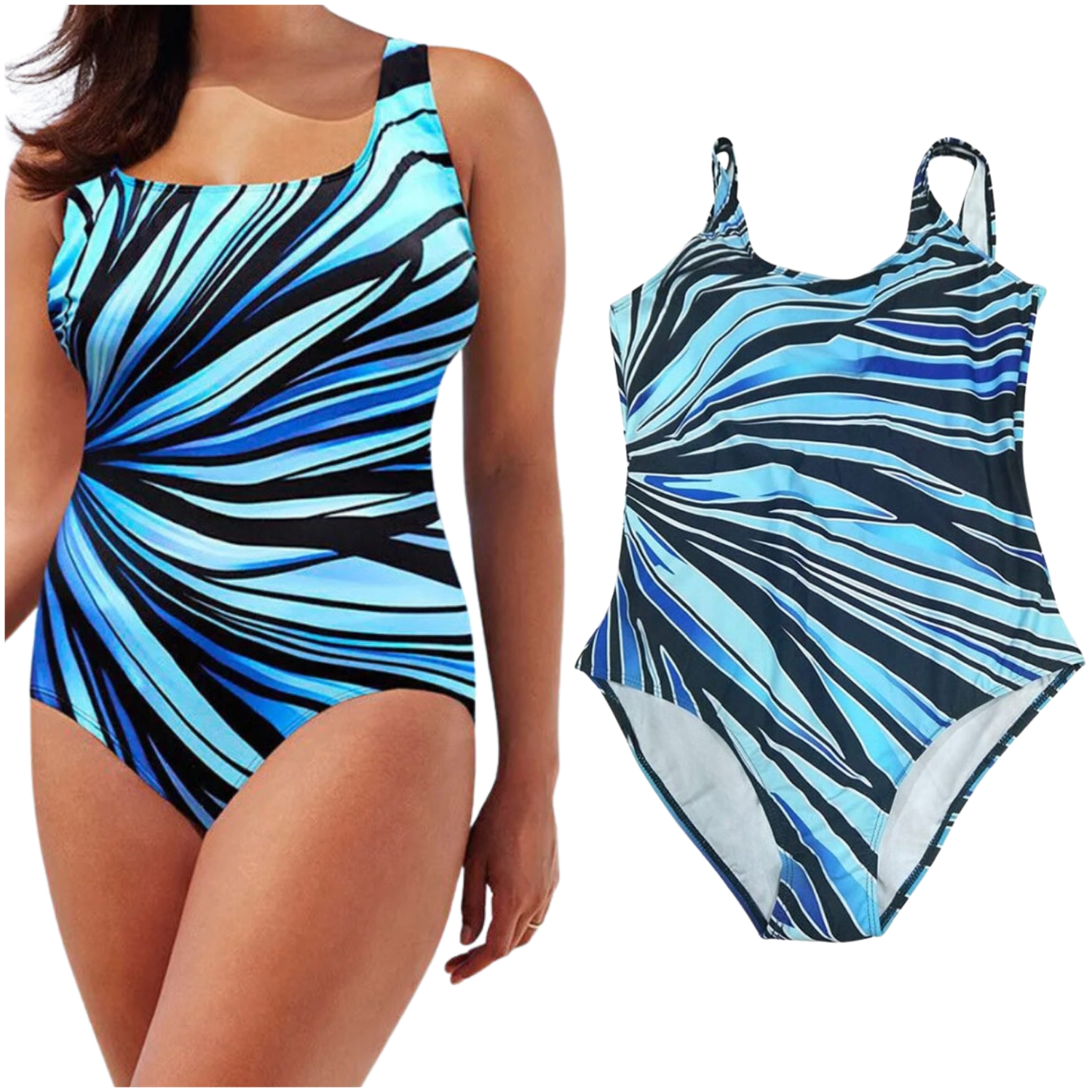 STRÓJ KĄPIELOWY JEDNOCZĘŚCIOWY KOSTIUM DAMSKI MODELUJĄCY PLUS SIZE PASKI XL