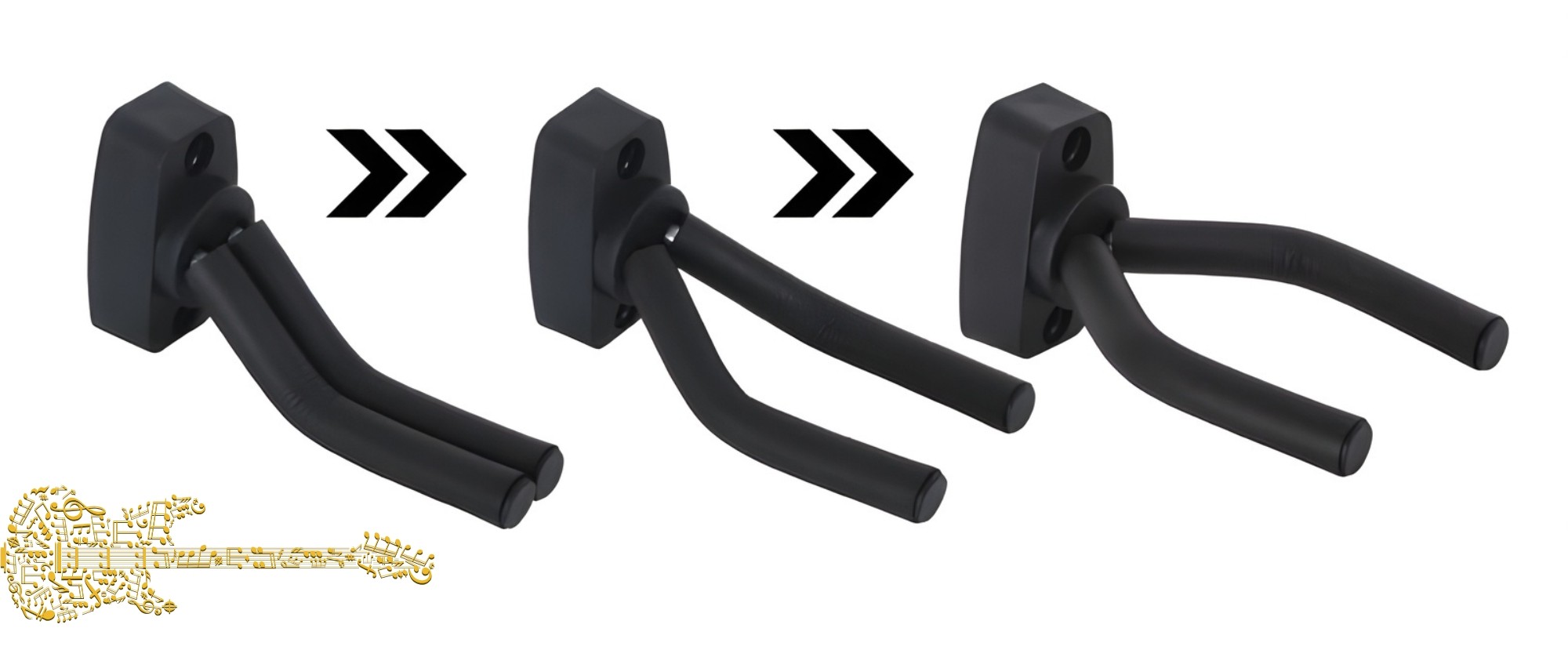 Wieszak gitarowy naścienny czarny uchwyt hak na gitarę HANO