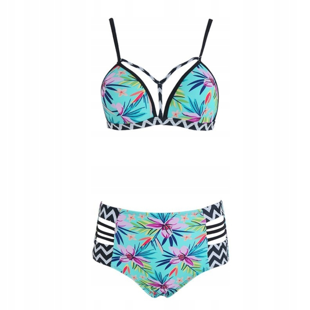 Komplet bikini dwuczęściowe push up wysoki stan strój kąpielowy basen plaża