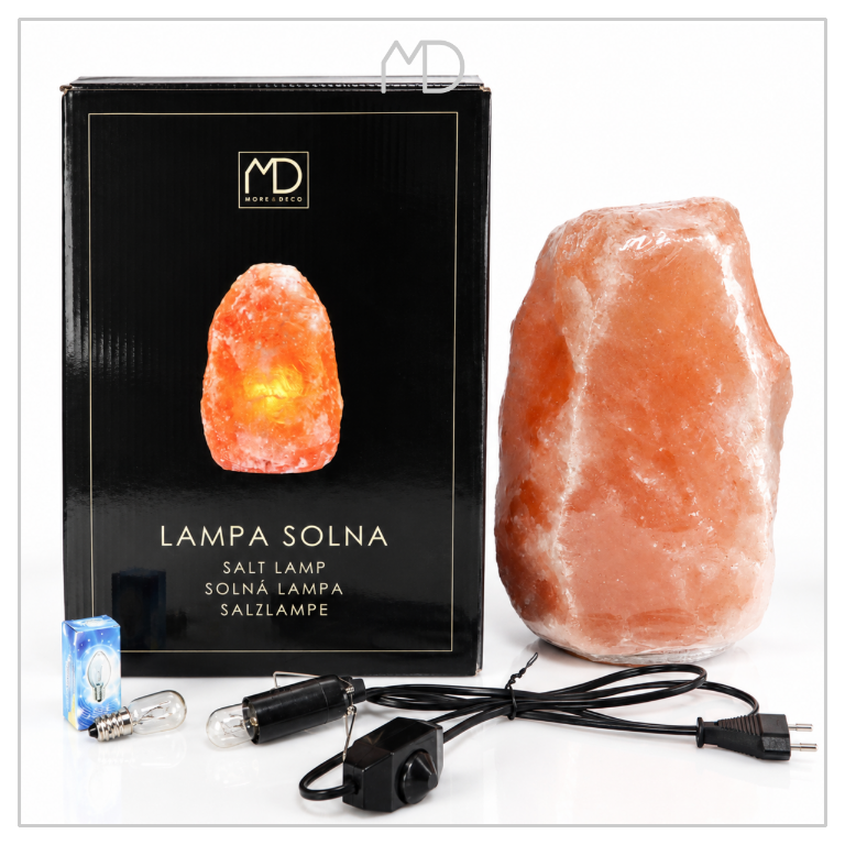 Naturalna lampa solna himalajska MORE&DECO 3-5 kg z kompletnym wyposażeniem