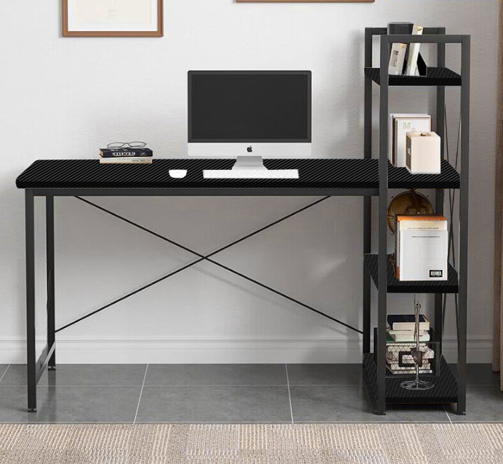 biurko loft z półkami czarne komputerowe biurowe szkolne