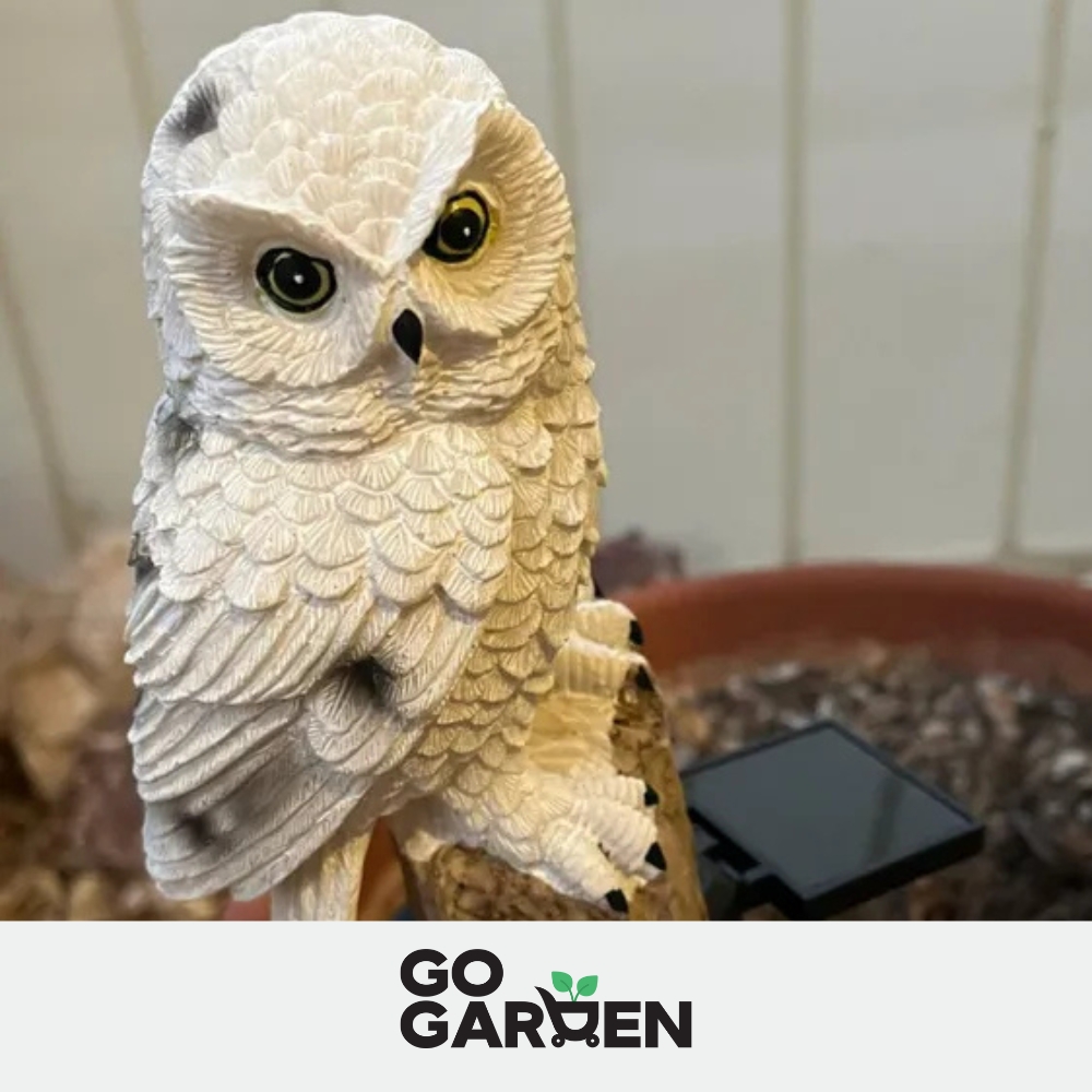 Lampa solarna led ogrodowa sowa wbijana wodoodporna czujnik zmierzchu duża