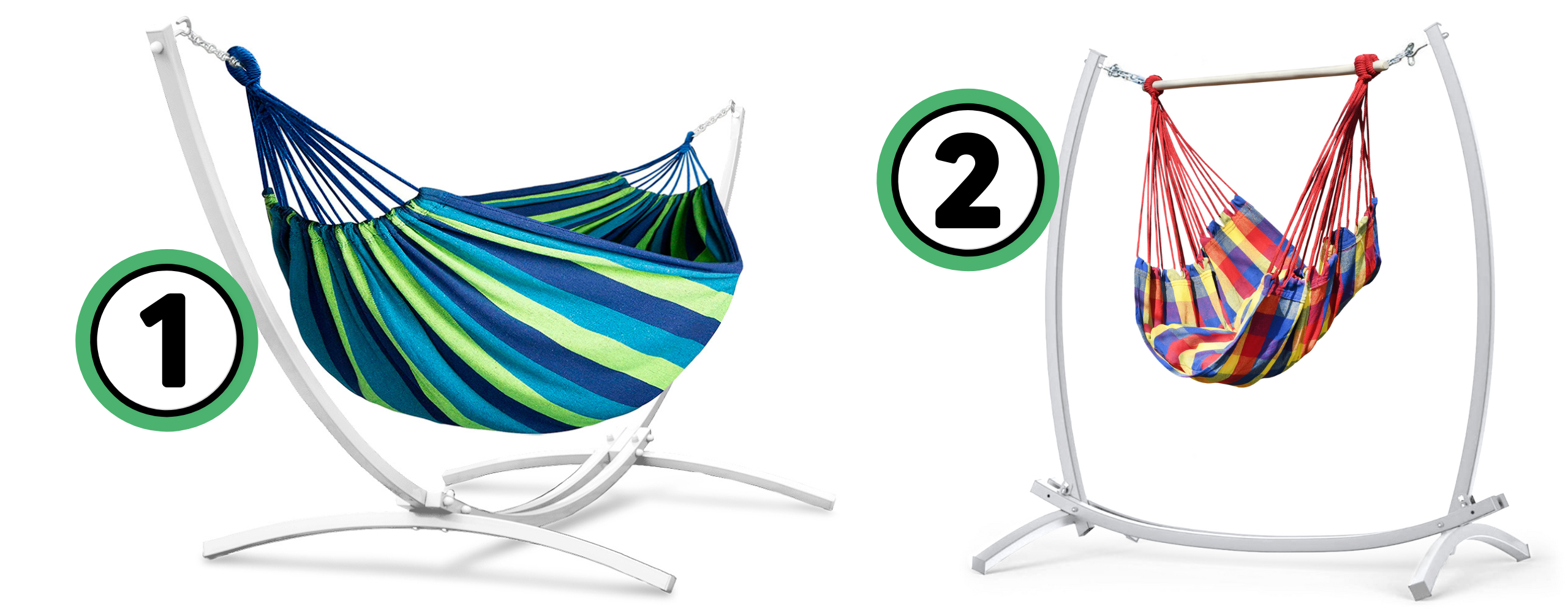 Stelaż na hamak biały 2w1 + hamak + krzesło brazylijskie