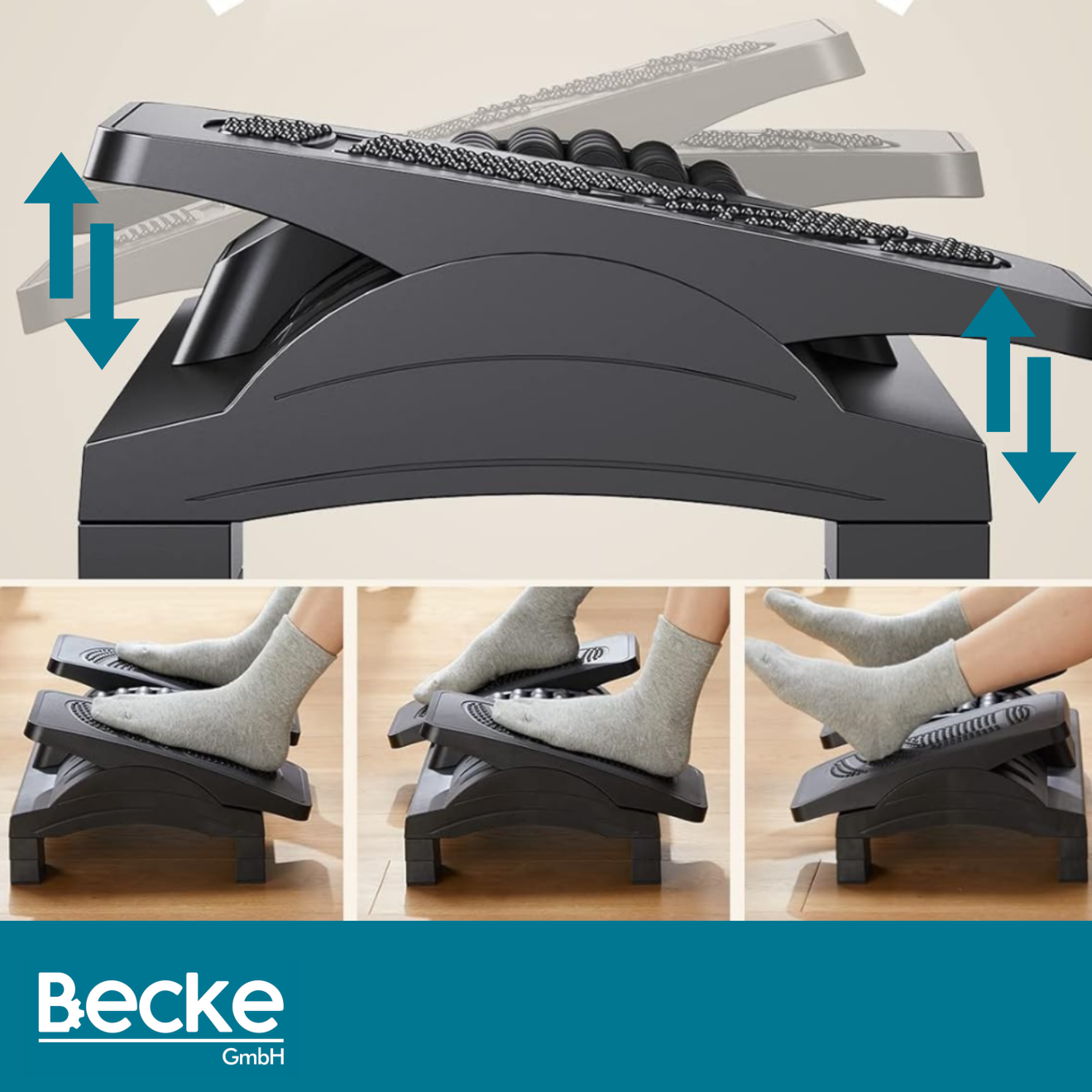 Podnóżek biurowy ergonomiczny niezależna regulacja pod biurko stopy masażer