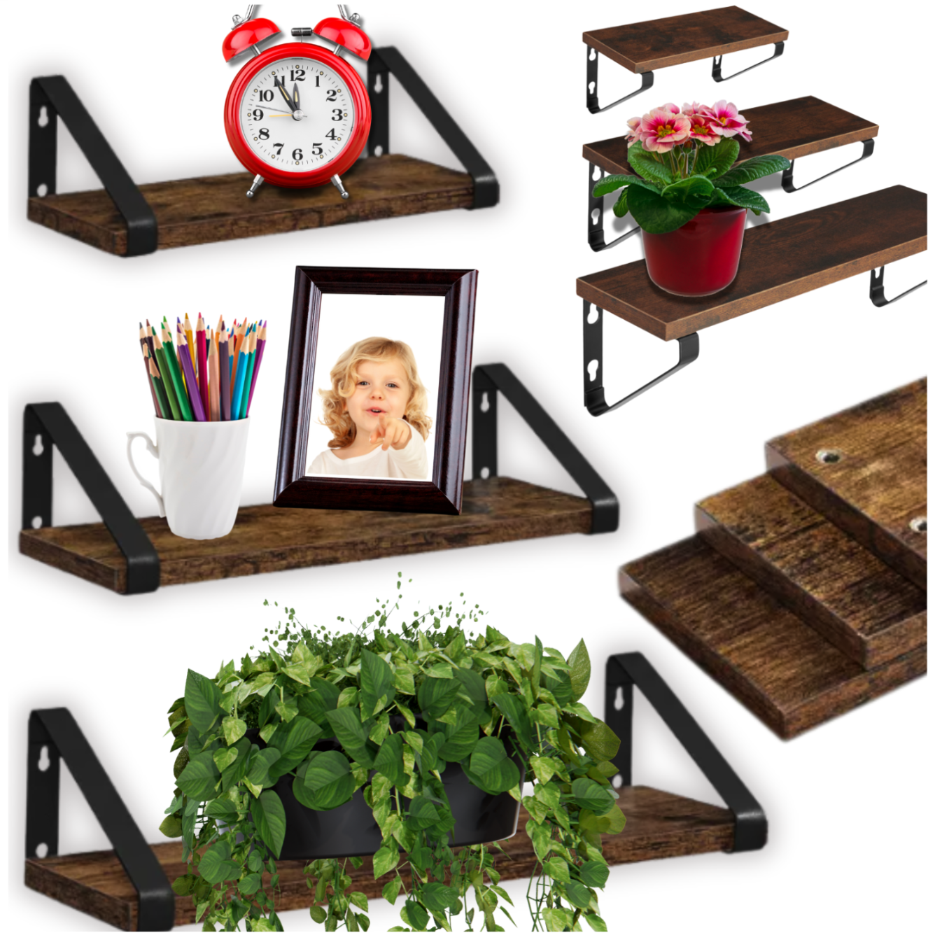 ZESTAW PÓŁEK ŚCIENNYCH WISZĄCYCH RUSTIC LOFT STYL INDUSTRIALNY 3 SZTUKI