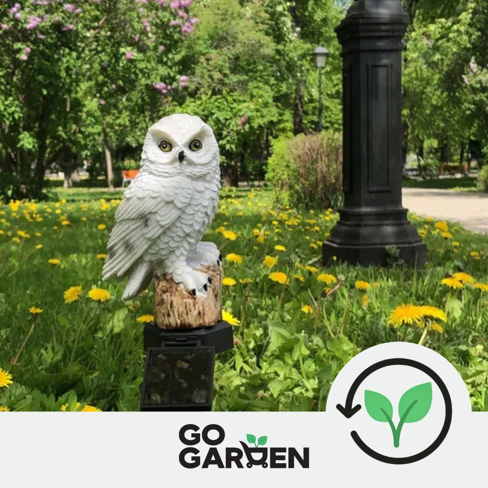 Lampa solarna led ogrodowa sowa wbijana wodoodporna czujnik zmierzchu duża