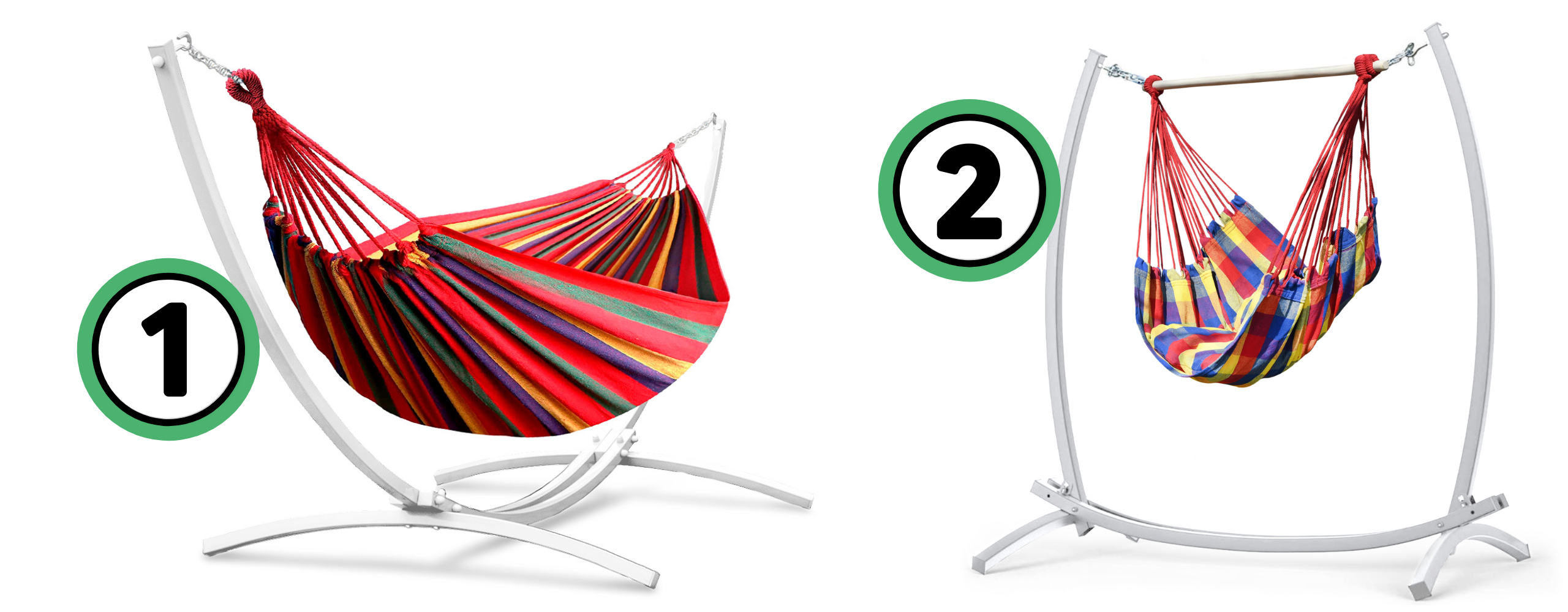 Stelaż na hamak biały 2w1 + hamak + krzesło brazylijskie