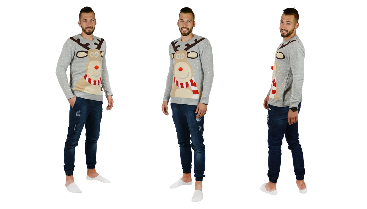 SWETER ŚWIĄTECZNY RENIFER PREZENT NA GWIĄZDKĘ CHOINKA ŚWIĘTA CIEPŁY SZARY M