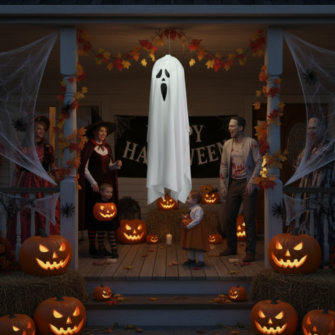 Wymiary ozdoby duch LED 85x19 cm Halloween