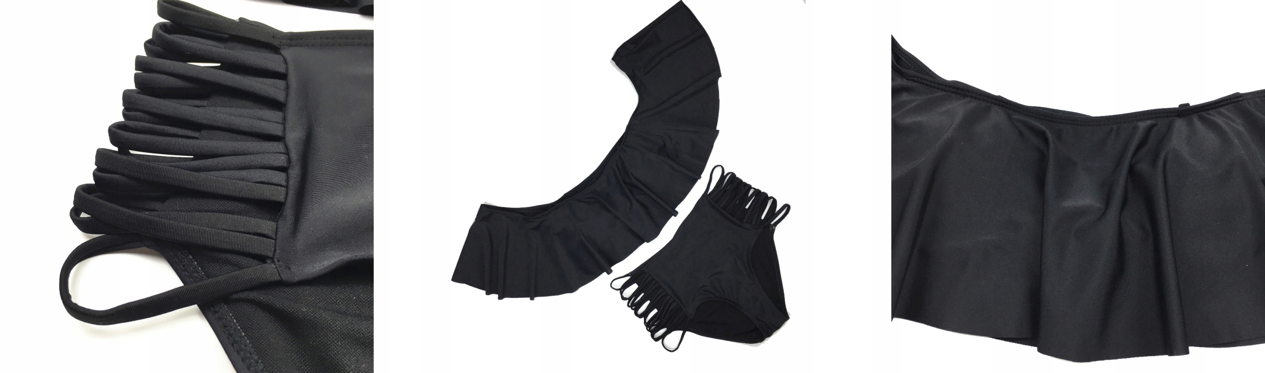 Kostium dwuczęściowy strój kąpielowy bikini na basen wysoki stan falbanka