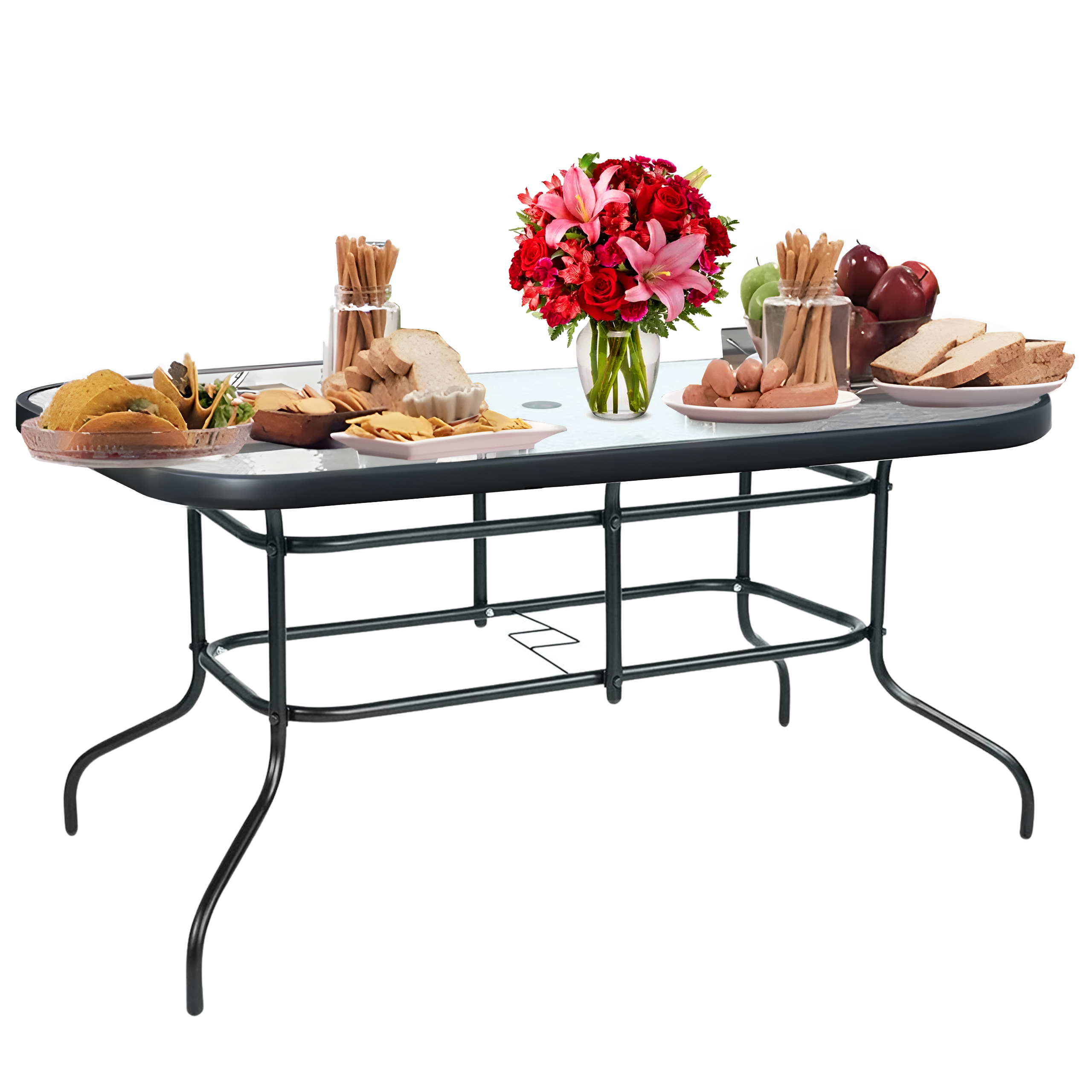 Stół ogrodowy szklany metalowy duży 140x80 cm