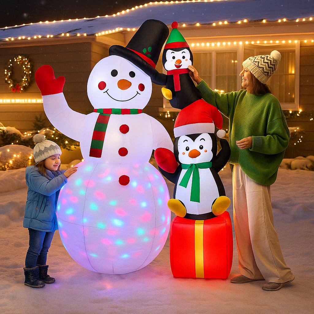 Bałwan dmuchany świecący oświetlenie świąteczne zewnętrzne dekoracja ogrodu