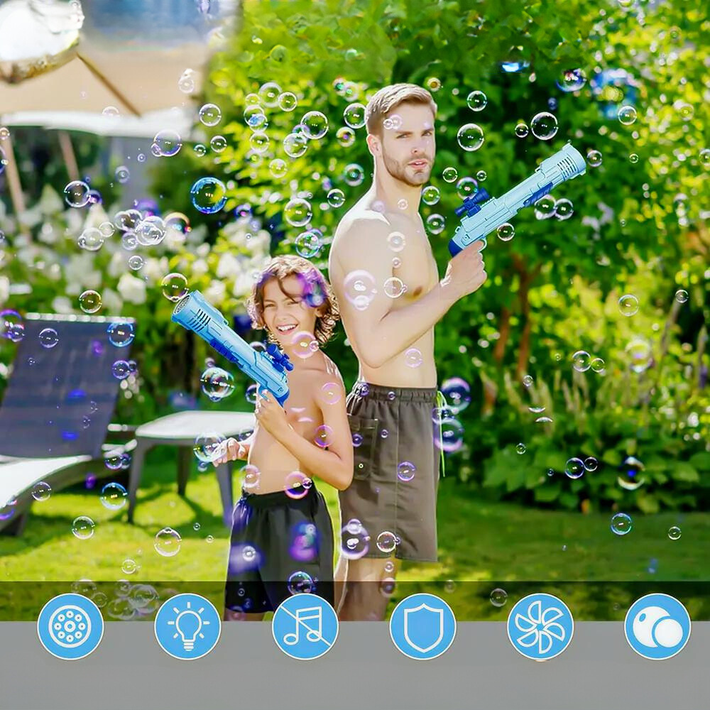 Automatyczny pistolet do robienia baniek mydlanych maszynka zestaw 2 x płyn