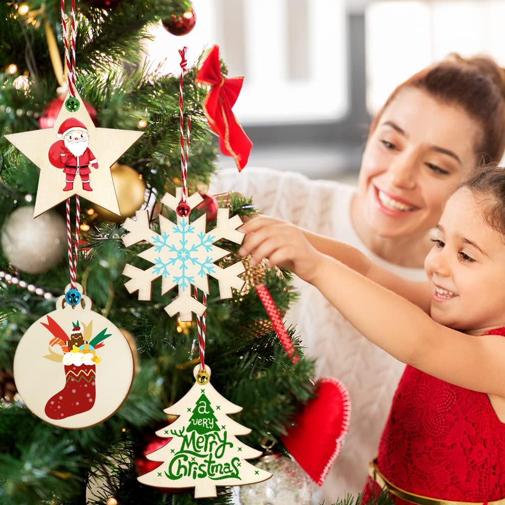 ozdoby choinkowe drewniane dekoracje zawieszki diy 40szt