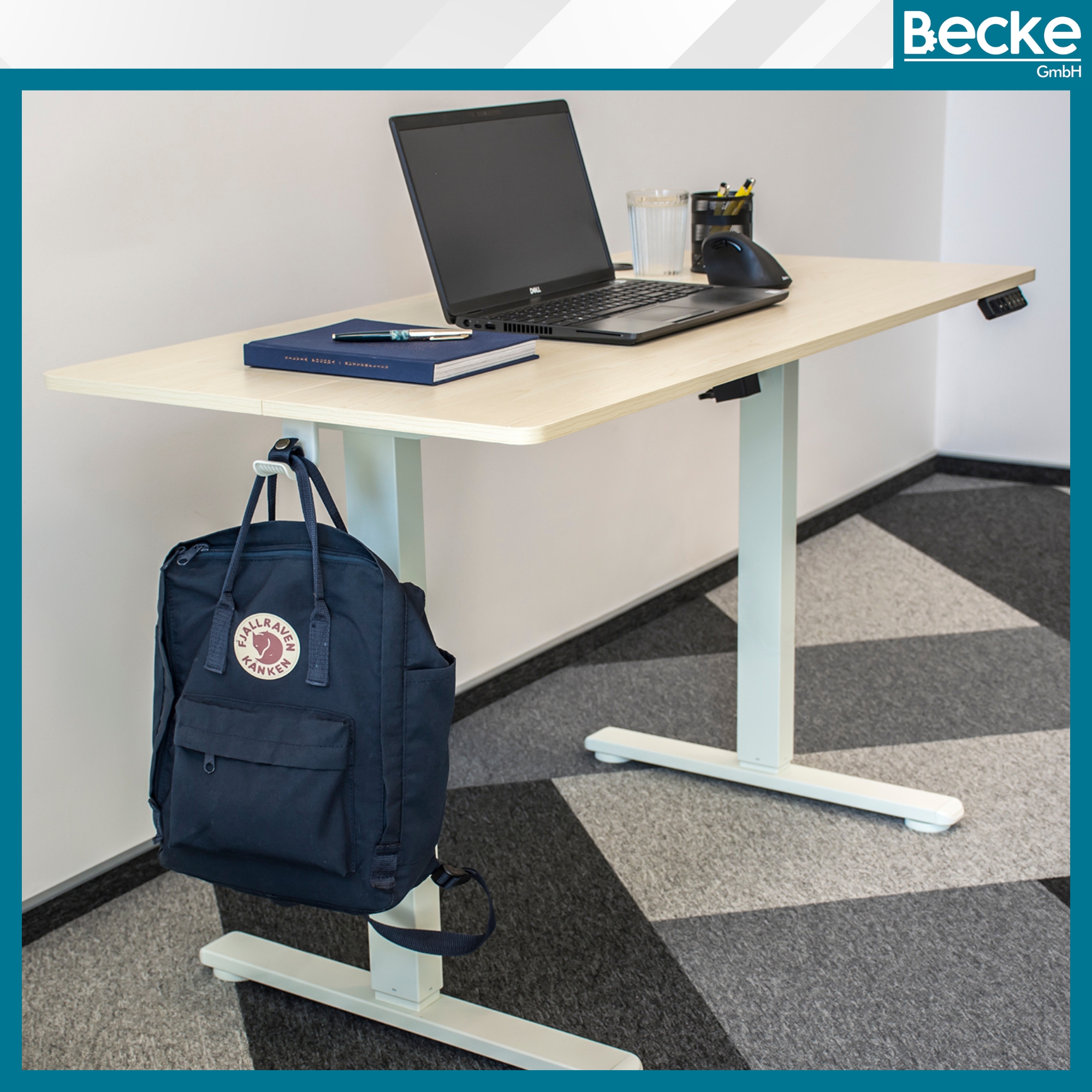 Biurko elektryczne automatyczne regulowane na stojąco 120x60 jasny brąz