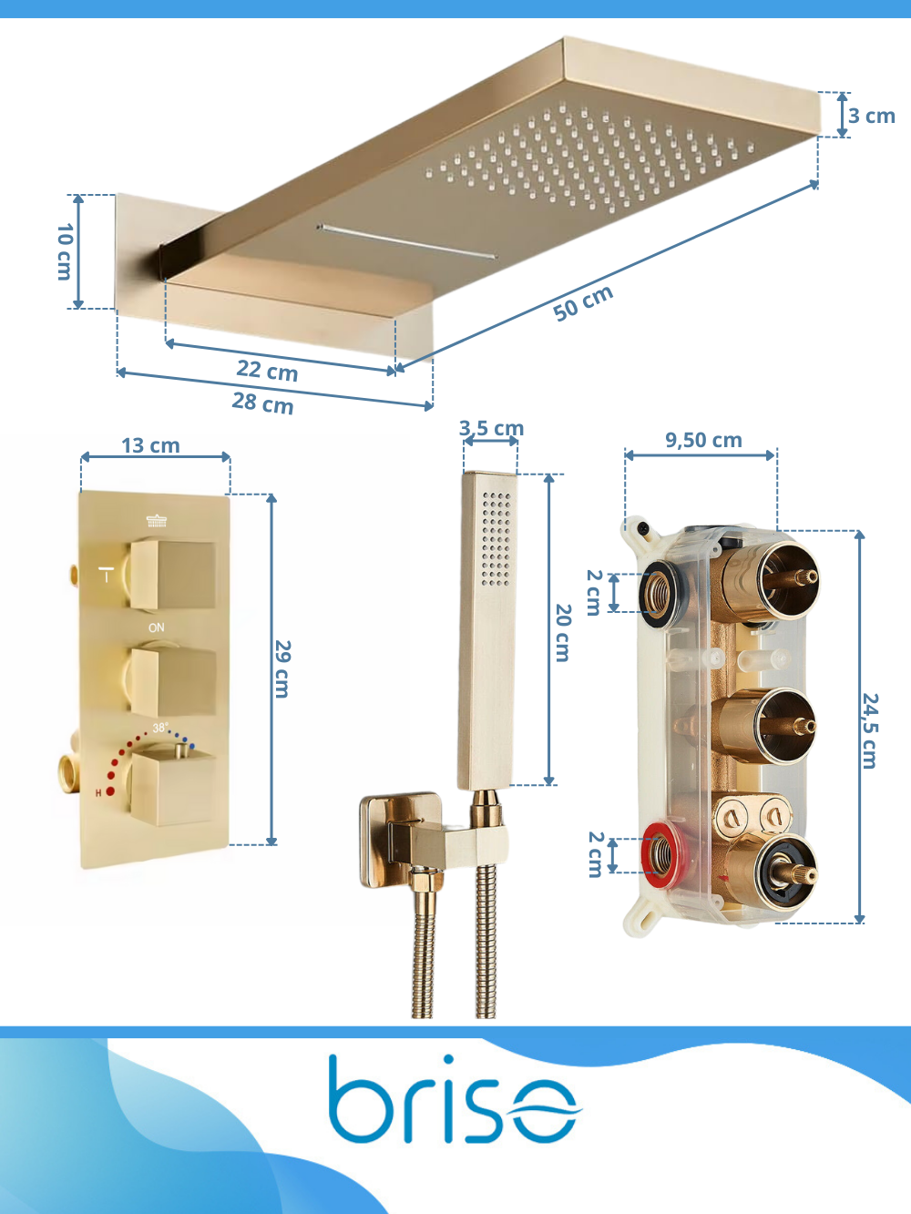 Bateria prysznicowa - złota