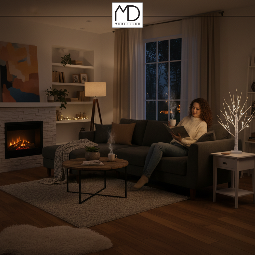 Drzewko świąteczne brzoza LED dekoracja Boże Narodzenie 60 cm 26 LED zimna