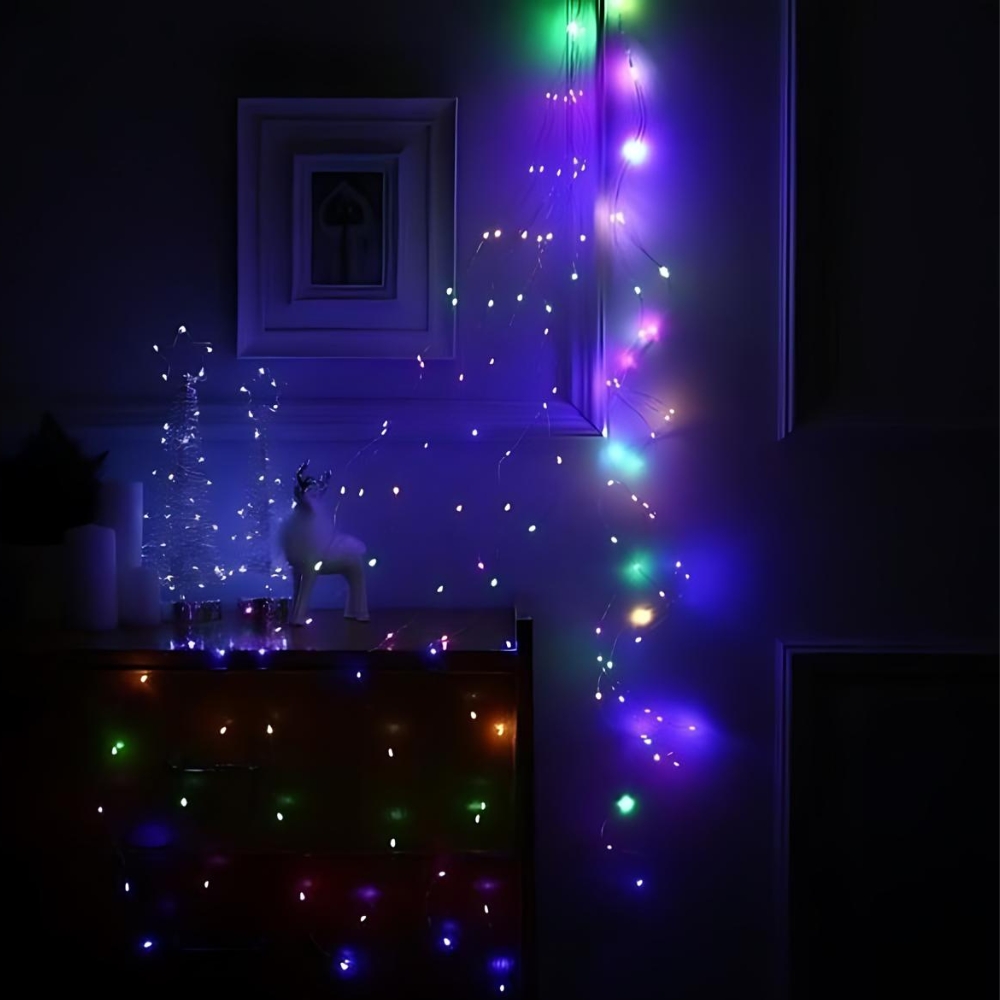 Kurtyna świetlna lampki girlanda anielskie włosie 200LED multikolor