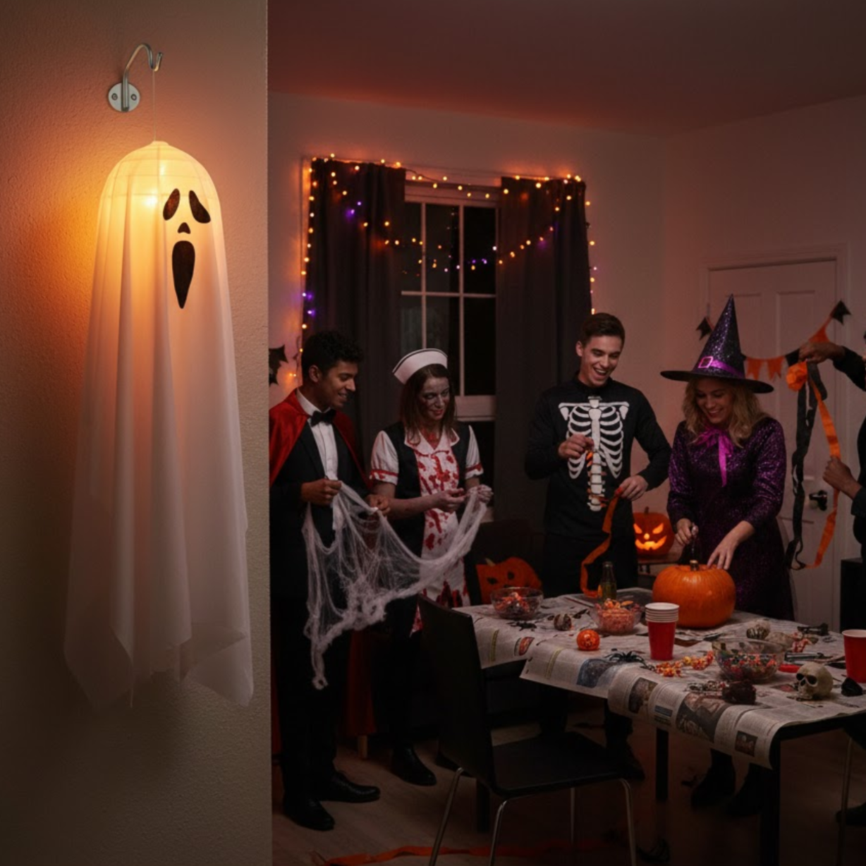 Wiszący duch dekoracja na Halloween do domu i ogrodu