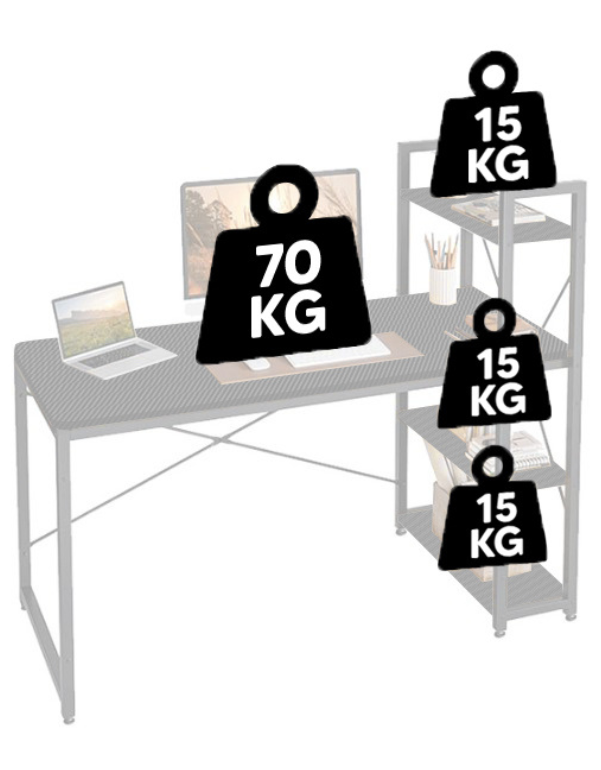 biurko loft z półkami czarne komputerowe biurowe szkolne