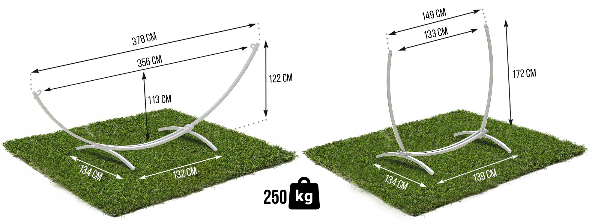 Stelaż na hamak biały 2w1 + hamak + krzesło brazylijskie
