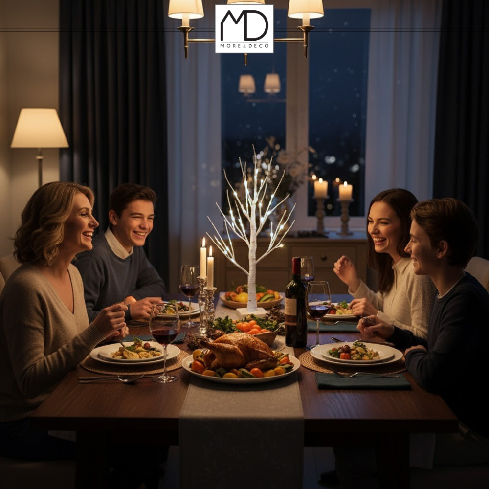 Drzewko świąteczne brzoza LED dekoracja Boże Narodzenie 60 cm 26 LED zimna