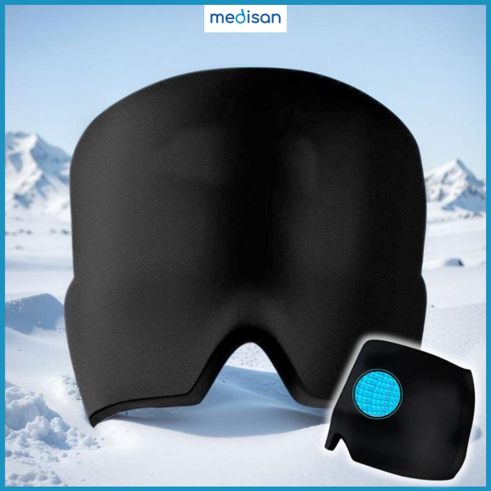 Opaska na głowę migrenę ból żelowa kompres chłodząca zaciemniająca czapka