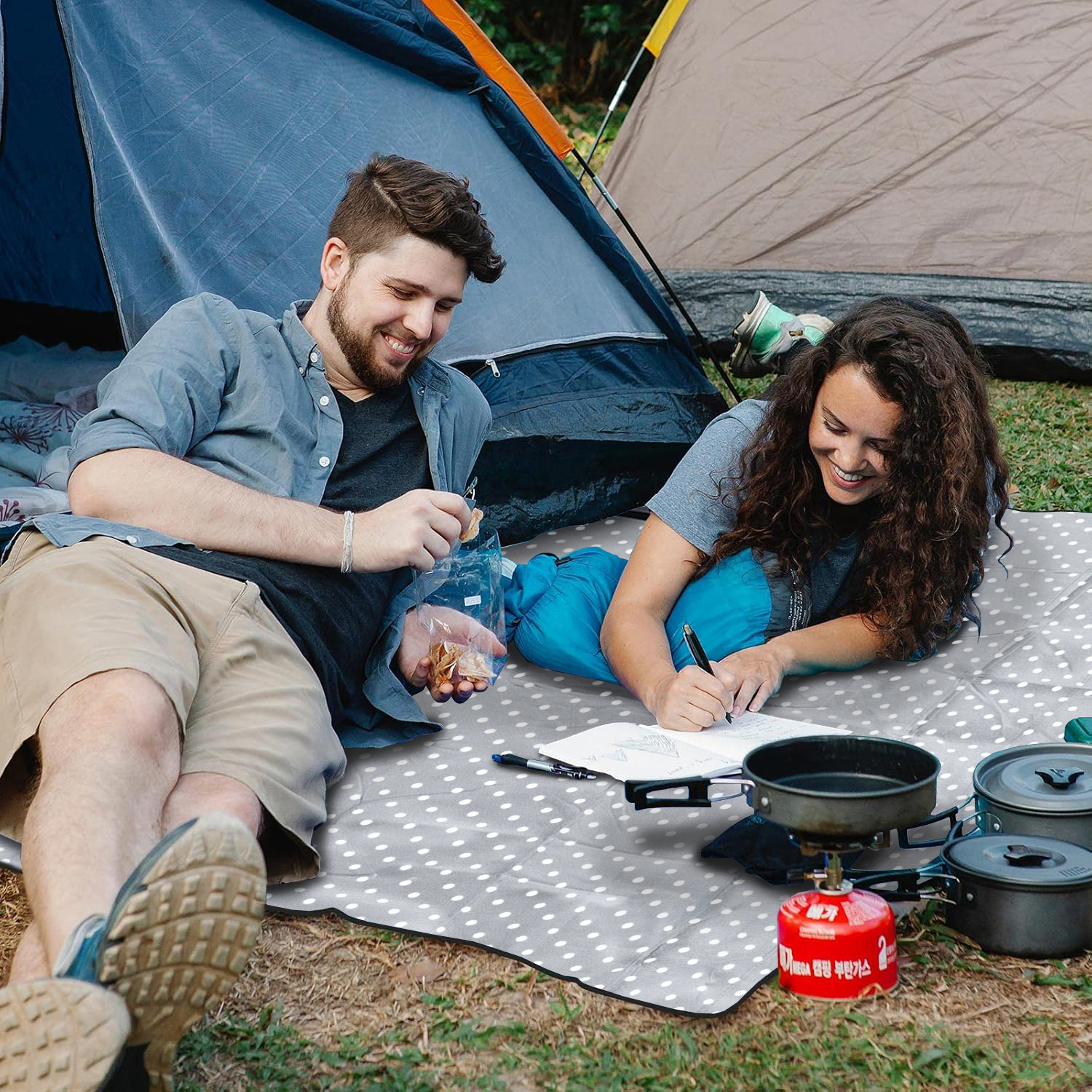 Koc piknikowy 200x200 groszki