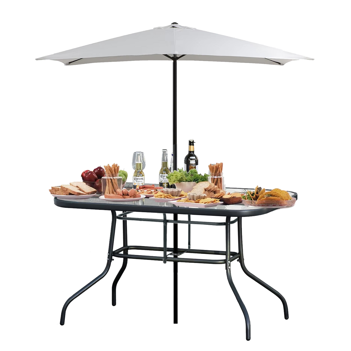 Stół ogrodowy szklany metalowy duży 140x80 cm