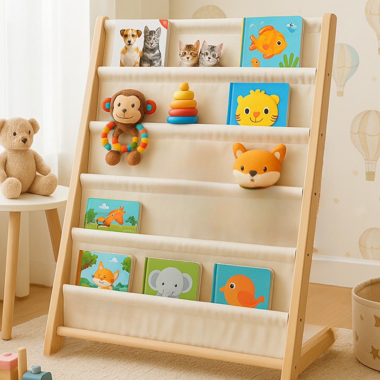 Półka na książki dla dzieci  - organizer biblioteczka z 6 półkami