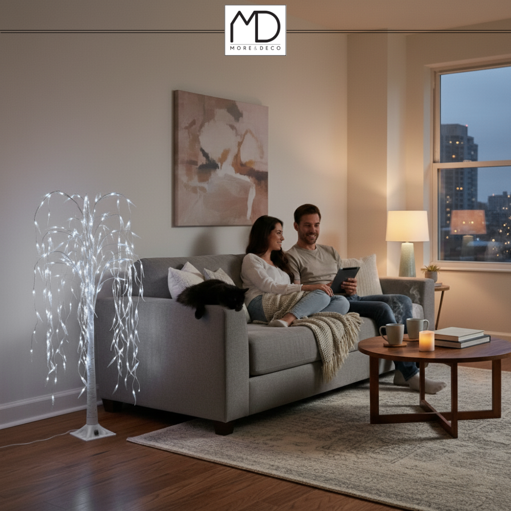 Wierzba świecąca 240 led drzewko świąteczna dekoracja 180 cm zimna biała