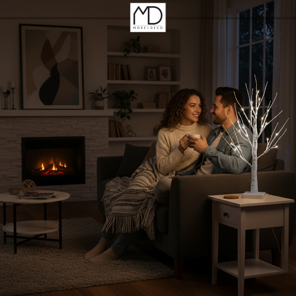 Drzewko świąteczne brzoza LED dekoracja Boże Narodzenie 60 cm 26 LED zimna