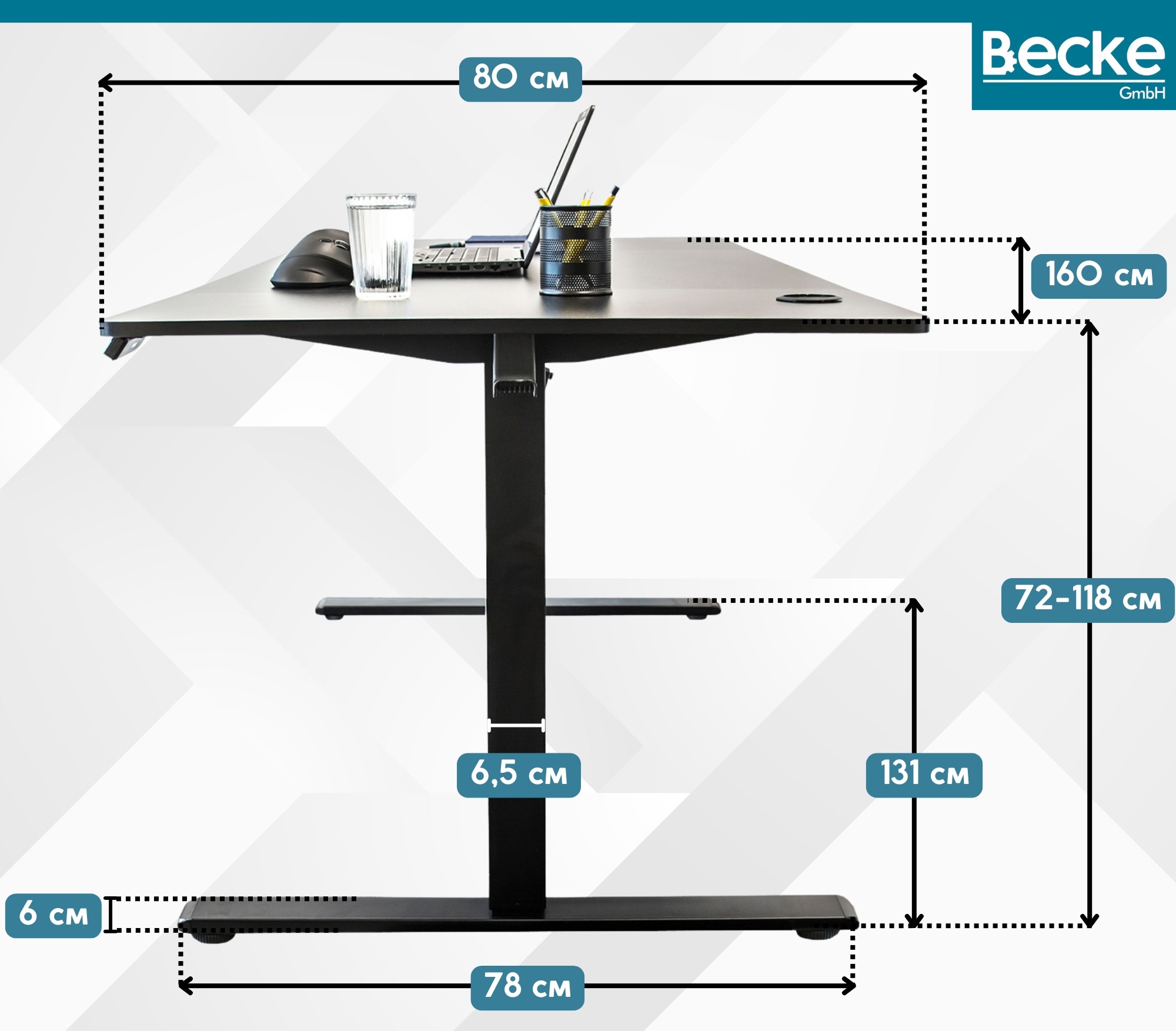 Biurko elektryczne automatyczne regulowane na stojąco 160x80 czarne