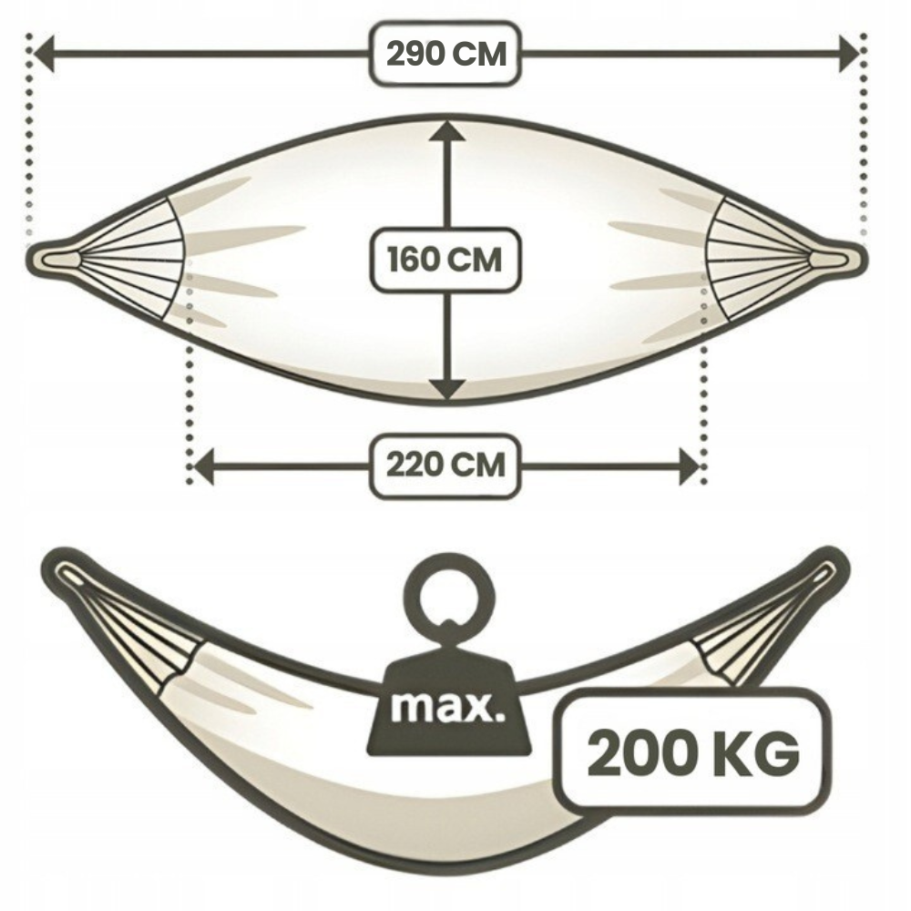 Wytrzymały hamak dwusosobowy duży xxl boho 2w1 bawełniany 290 cm CZERWONY