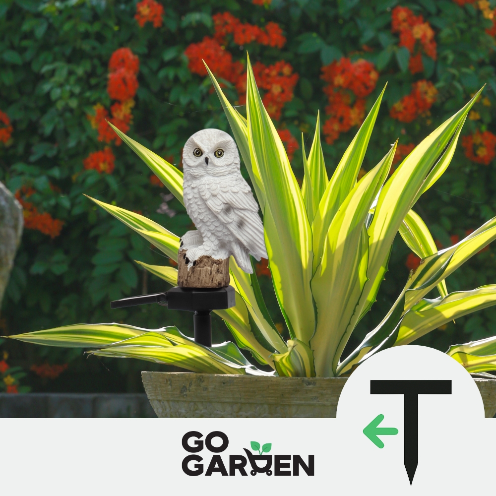 Lampa solarna led ogrodowa sowa wbijana wodoodporna czujnik zmierzchu duża