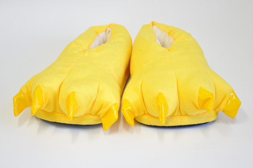 CIEPŁE KAPCIE PLUSZOWE ŁAPY PAZURY CIAPY ZÓŁTE UNISEX ONESIES PANTOFLE M