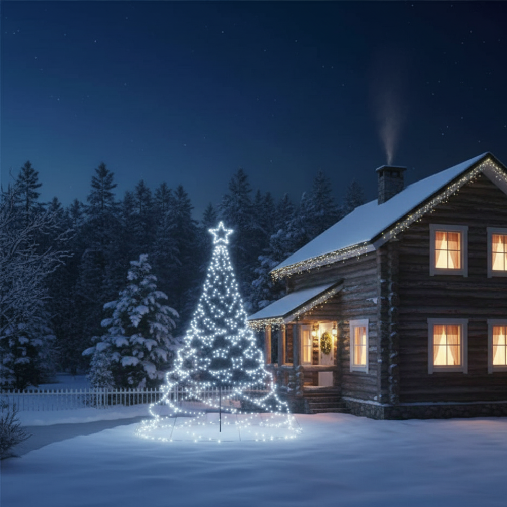 Choinka 500 LED zewnętrzna 300 cm zimna biała