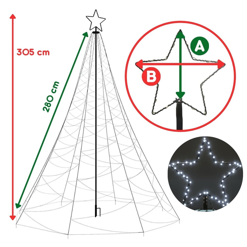 Choinka 500 LED zewnętrzna 300 cm zimna biała