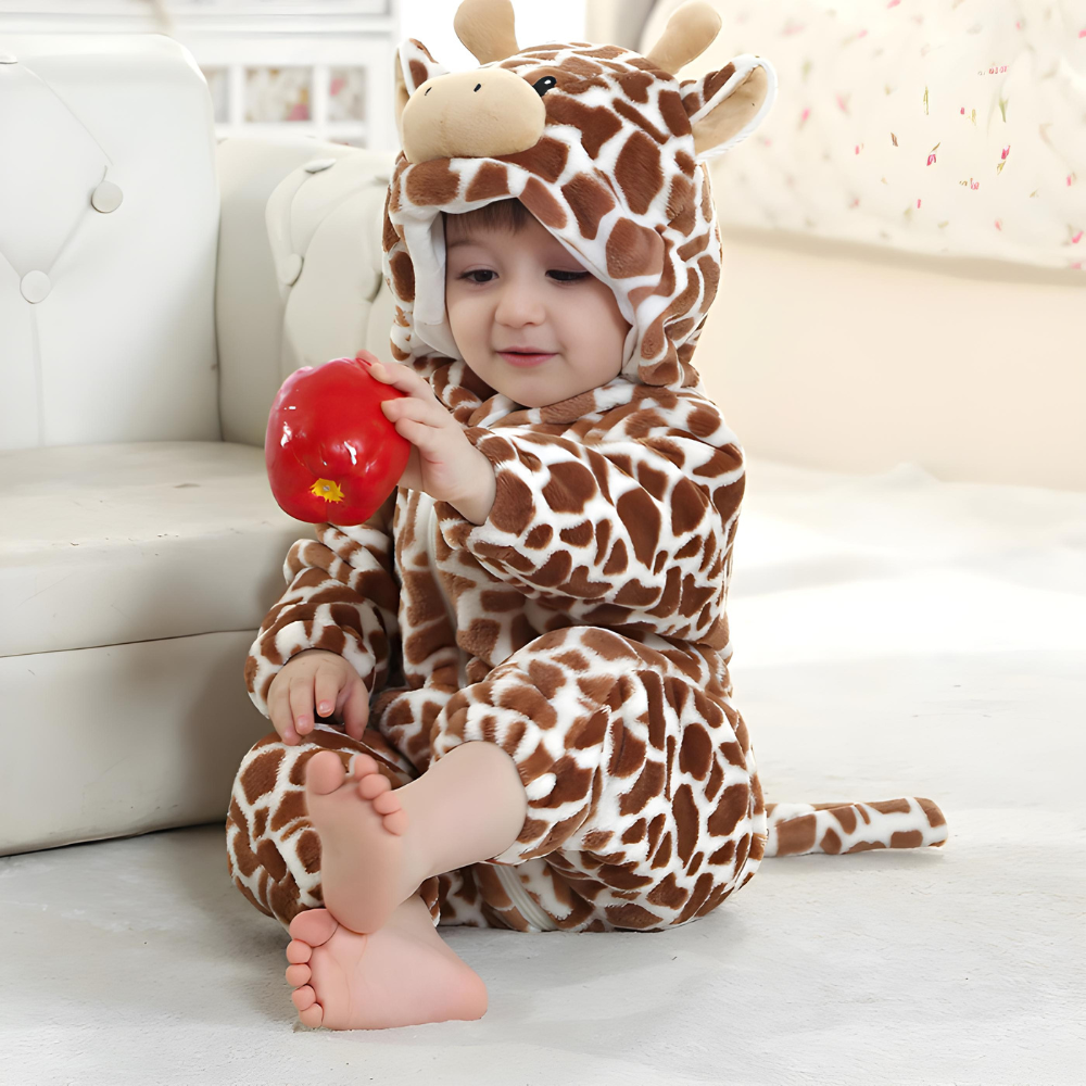 Piżama onesie kigurumi dla niemowląt – żyrafa – zdjęcie 3