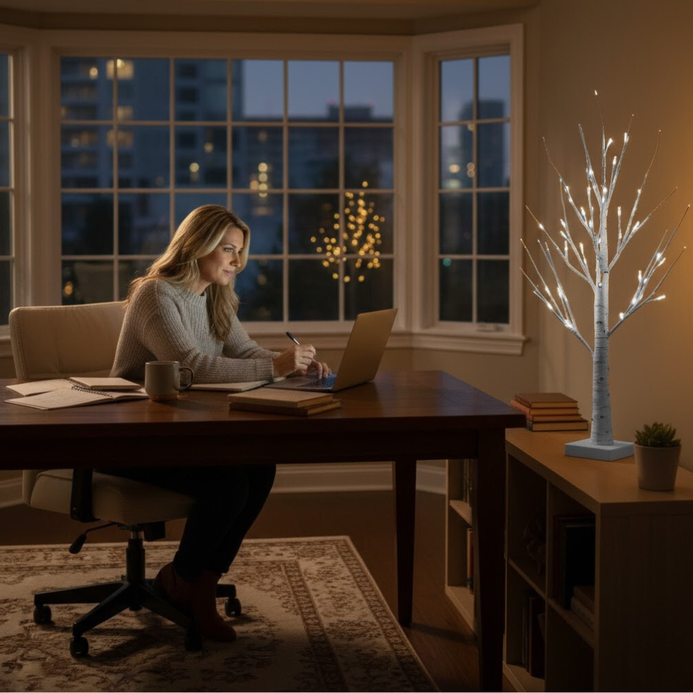 Drzewko świąteczne brzoza LED dekoracja Boże Narodzenie 60 cm 26 LED zimna