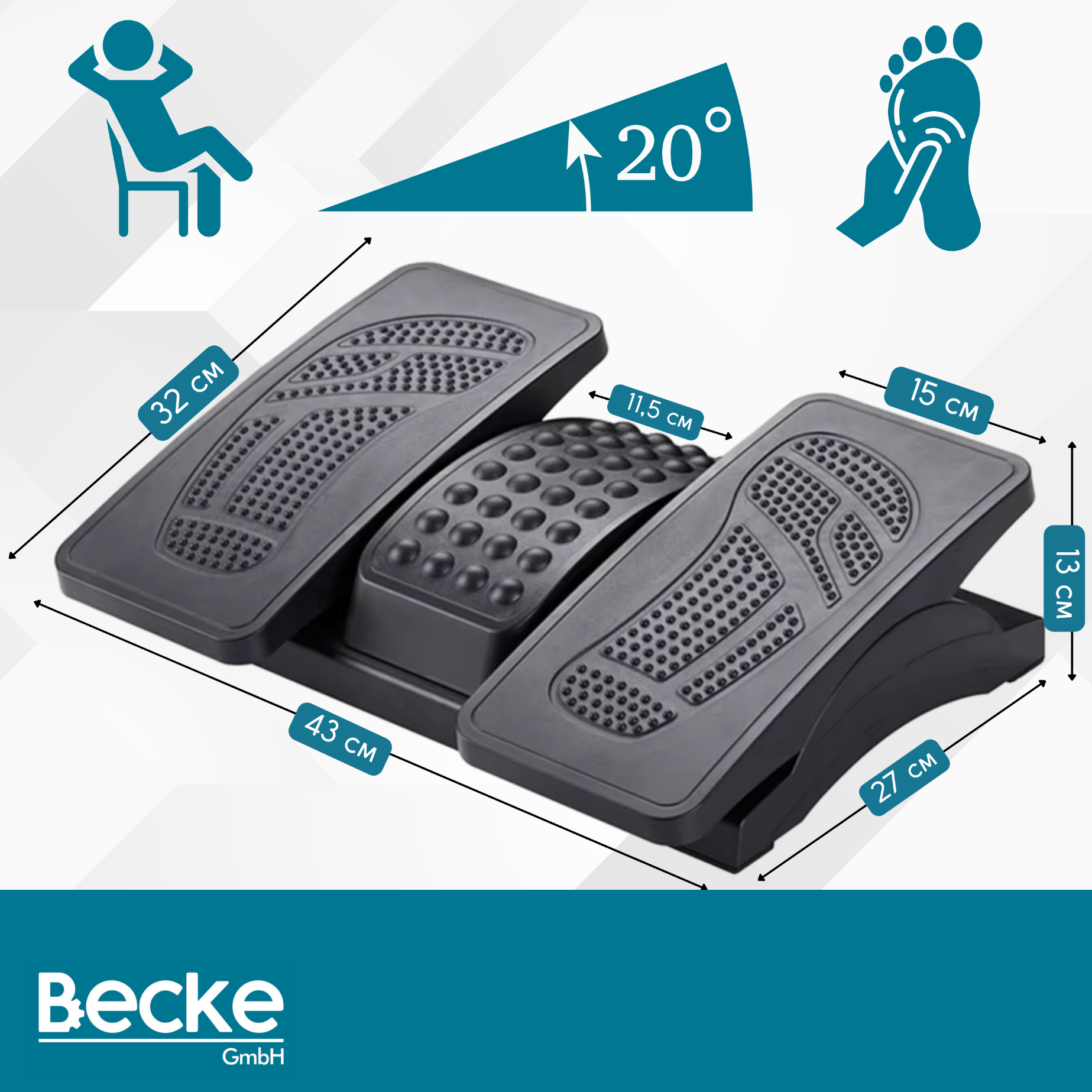 Podnóżek biurowy ergonomiczny niezależna regulacja pod biurko stopy masażer