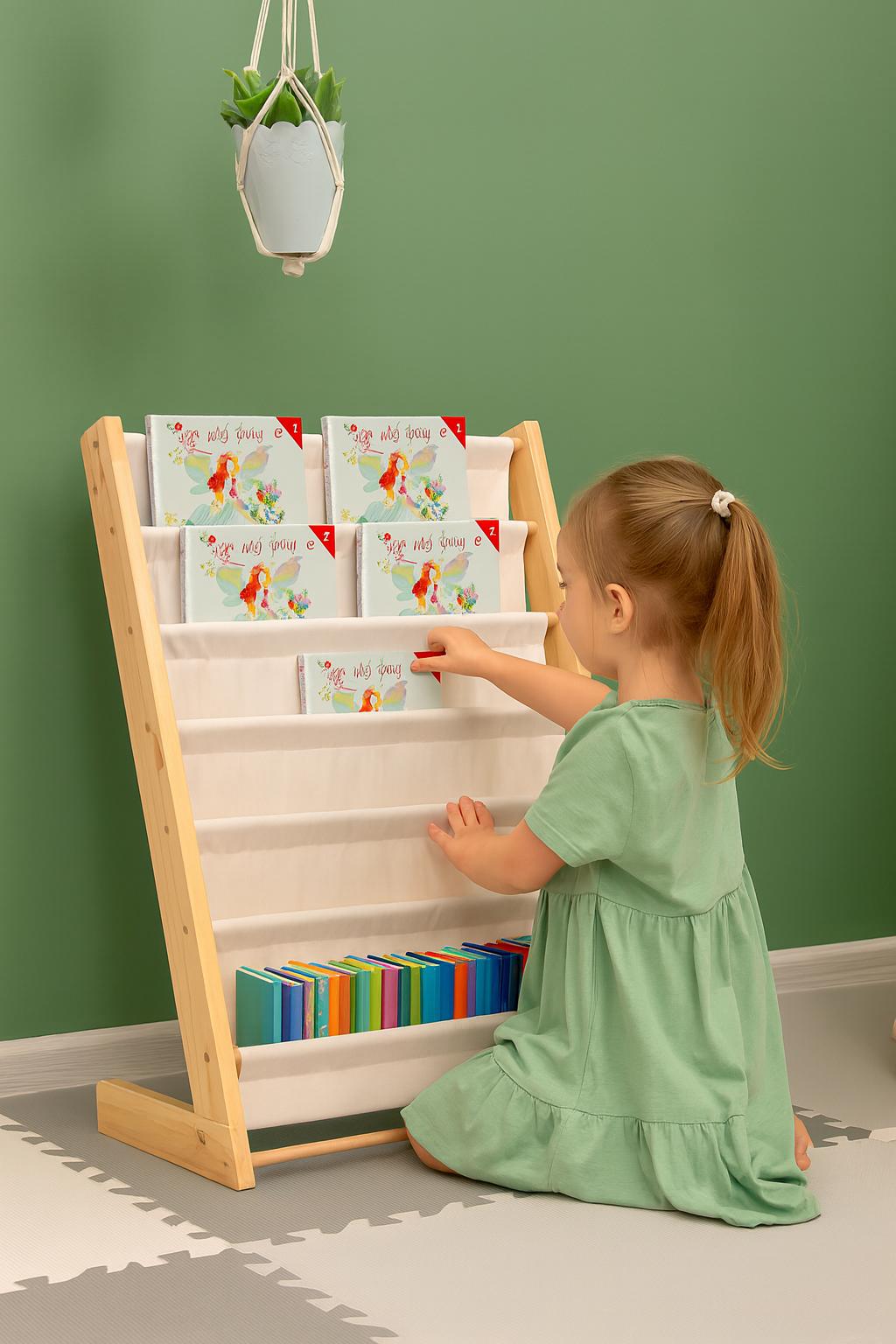 Półka na książki dla dzieci  - organizer biblioteczka z 6 półkami