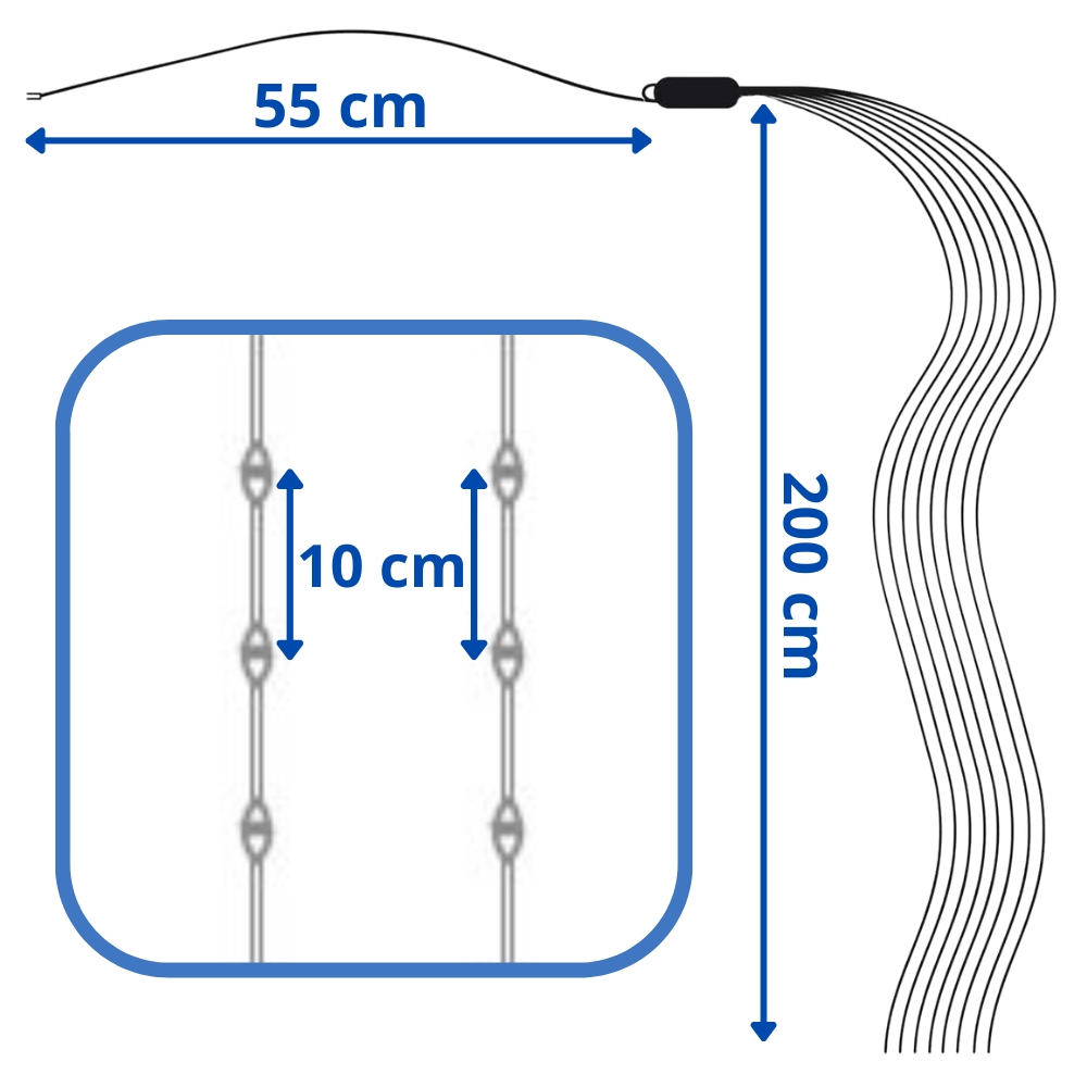 Kurtyna świetlna lampki girlanda anielskie włosie 200LED multikolor