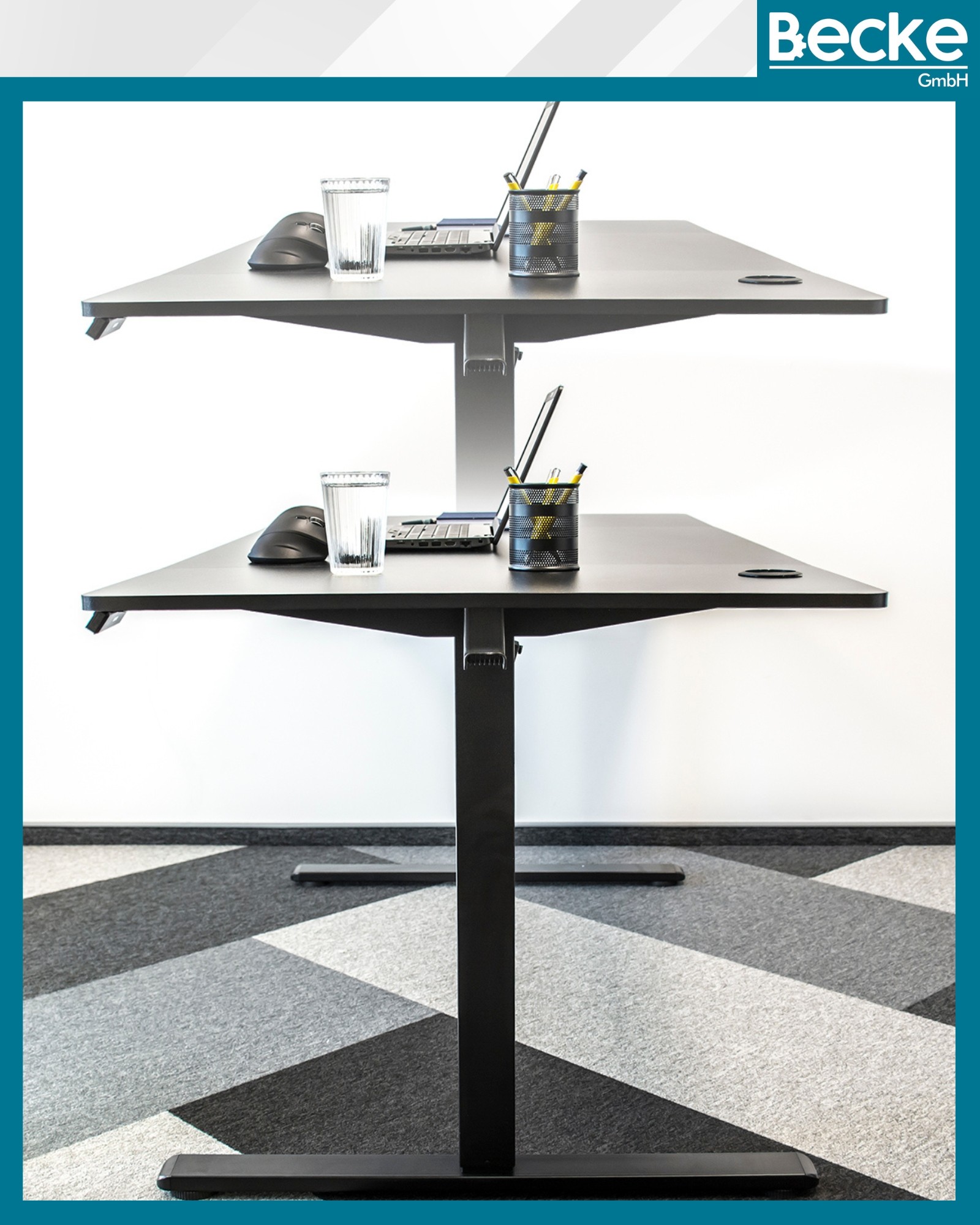 Biurko elektryczne automatyczne regulowane na stojąco 160x80 czarne