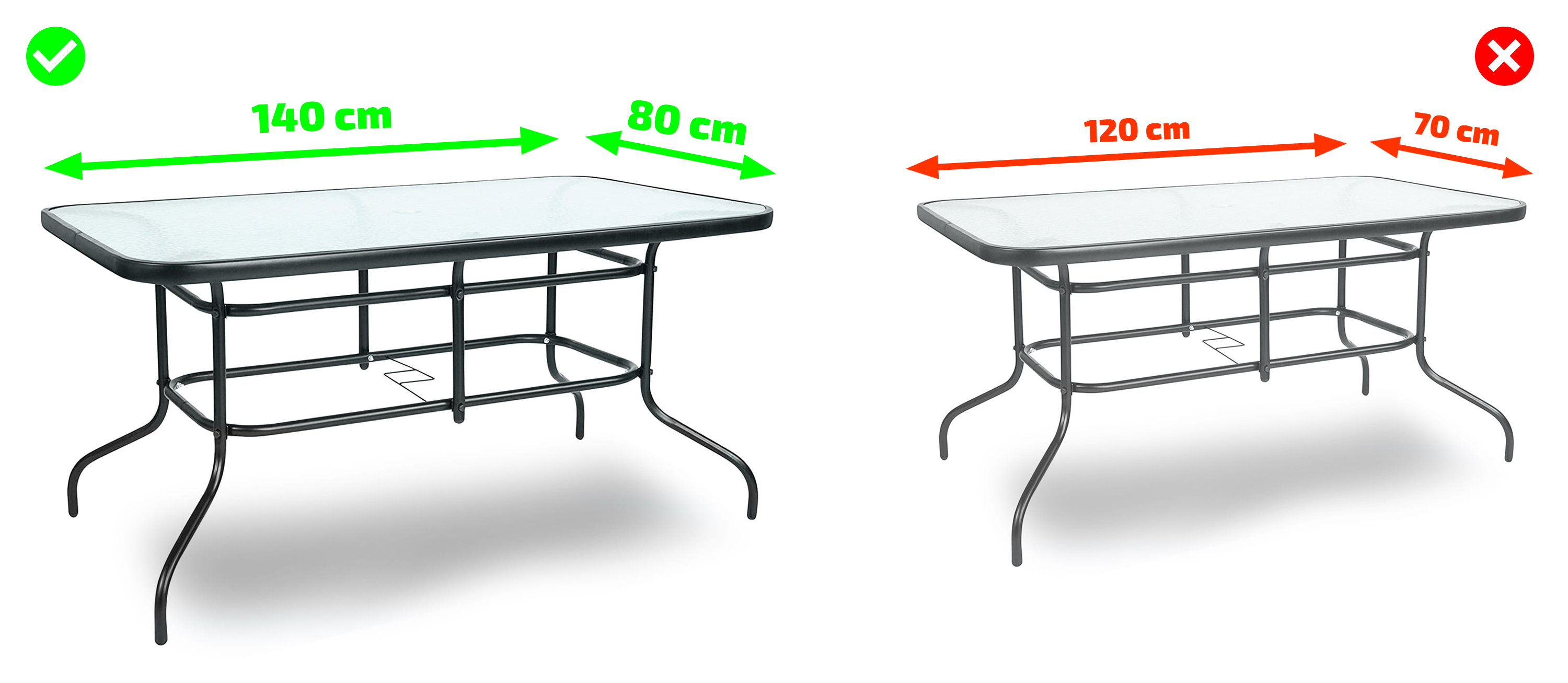 Stół ogrodowy szklany metalowy duży 140x80 cm