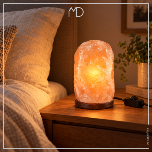 Lampa solna himalajska MORE&DECO 3-5 kg z drewnianą podstawą i regulacją jasności