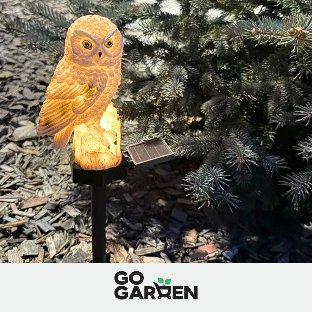 Lampa solarna led ogrodowa sowa wbijana wodoodporna czujnik zmierzchu duża