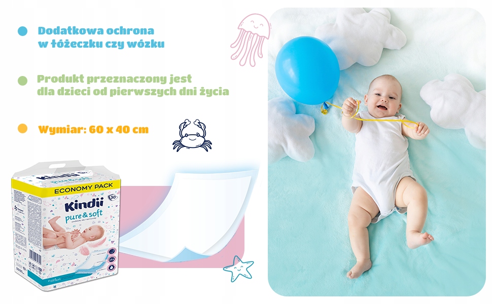 Kindii Podkłady do Przewijania Higieniczne 30 szt.