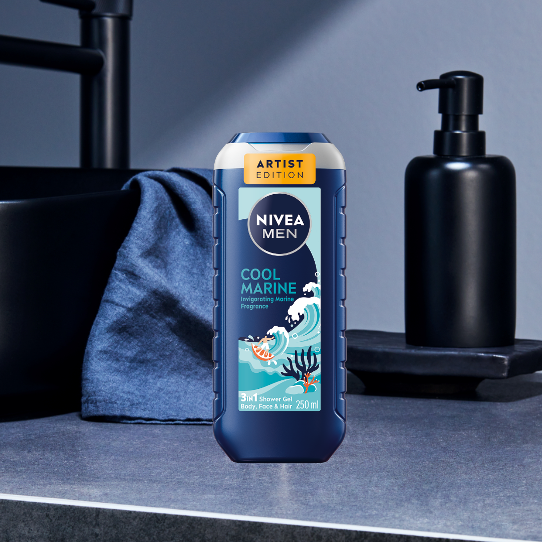 NIVEA MEN Cool Marine Odświeżający Żel pod prysznic 3w1, 250 ml