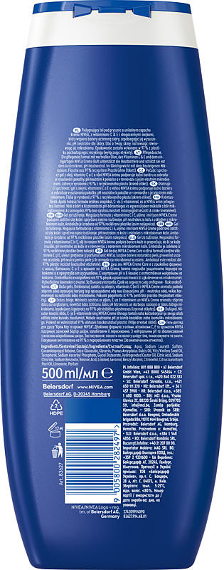 4 x NIVEA Creme Care żel płyn pod prysznic damski zestaw 500ml
